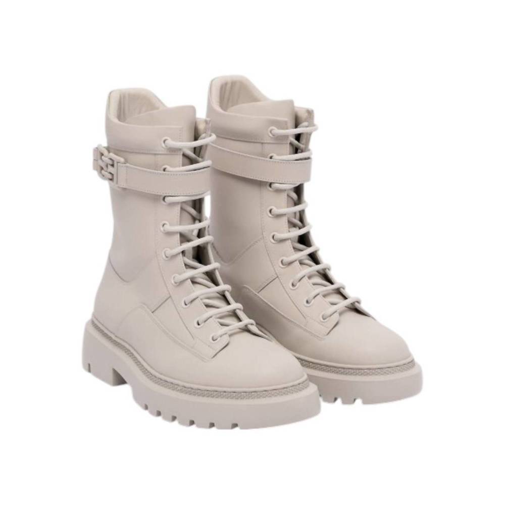 NEW BALLY women's gioele leather ankle boots in dusty white